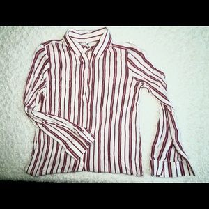 Maroon and white button up